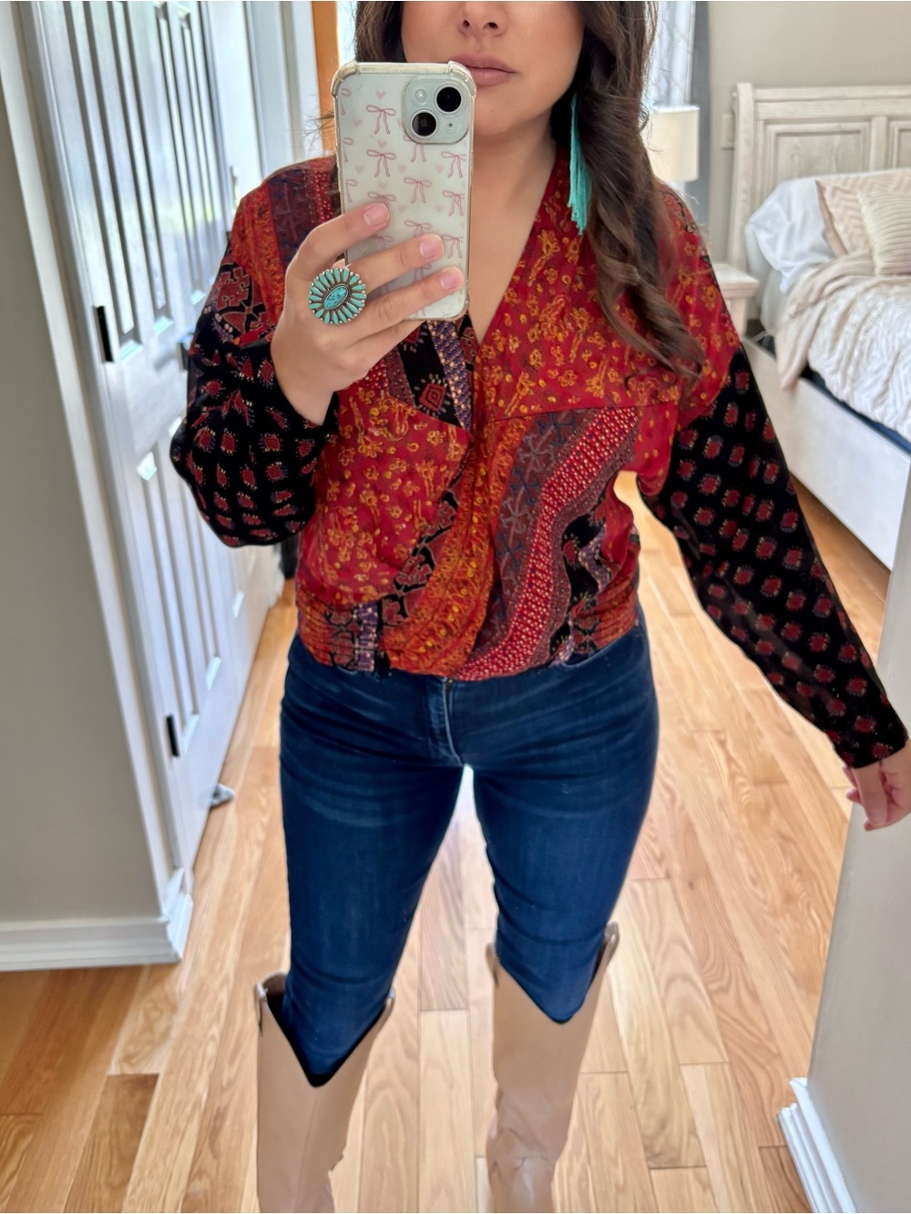 Vintage boho western wrap top